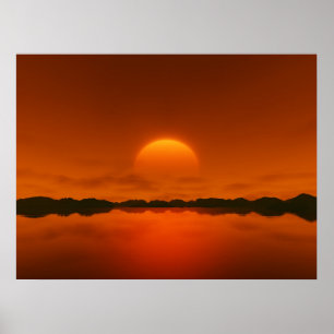 röd solnedgång poster