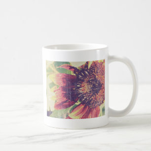 Röd Solros Grunge Kaffemugg