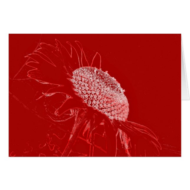 Röd solros hälsningskort (Framsidan Horizontal)