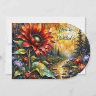 Röd solros i dalgång vid bäck inbjudningar