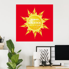 Röd sommarsolstift årets längsta dag poster