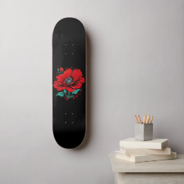 Röd Söt Blomma Mini Skateboard Bräda 18,5 Cm
