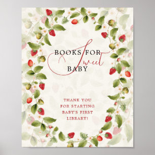 Röd söt jordgubbs vildblomma krans baby shower poster