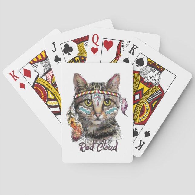 Röd, söt katt casinokort (Baksidan)