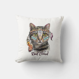 Röd, söt katt kudde