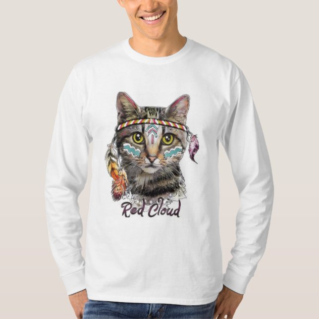 Röd, söt katt t shirt (Framsida)