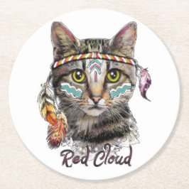 Röd, söt katt underlägg papper rund