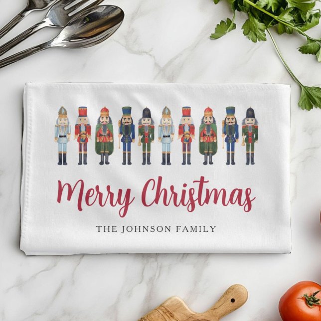 Röd söt nötknäppare God Jul  Kökshandduk (Red Cute Nutcracker Merry Christmas Kitchen Towel
)