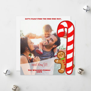 Röd söt XmaS pepparkaksgingkande-Uppgift: Hitta de Julkort