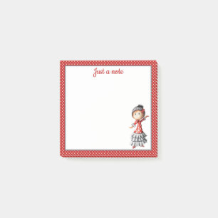 Röd spansk sevillansk flamencodansare personlig post-it block