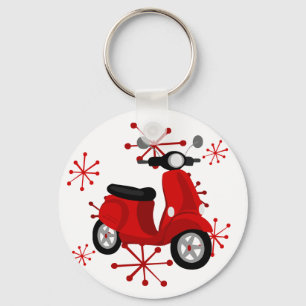 Röd sparkcykel nyckelring