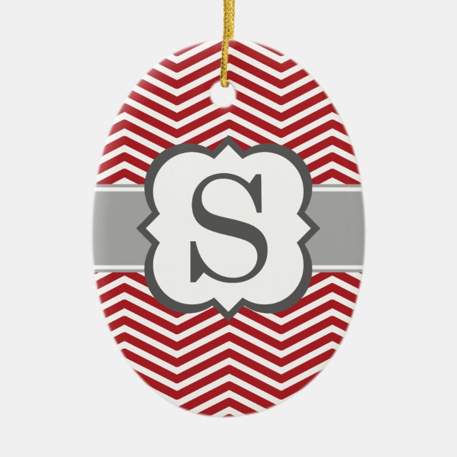 Röd sparre för vitMonogrambrev S Julgransprydnad Keramik (Framsidan)