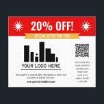 Röd Speciell erbjudanderabatt din Logotyp och QR-k Flygblad<br><div class="desc">Speciell erbjudanderabatt för ditt småföretag med en röd banderoll överst kombinerad med en mindre banderoll för gult och fet vit typsnitt. personlig för speciell erbjudanderabatt med logotyp,  QR-kod och anpassningsbar.</div>