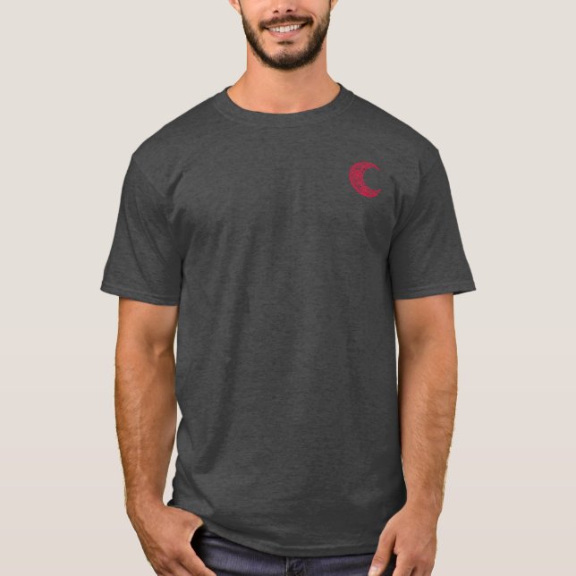 Röd spets halvmåneemblem | Blossom Basics T-tröja T Shirt (Framsida)