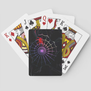 Röd spindel i en ljusande Webben Casinokort