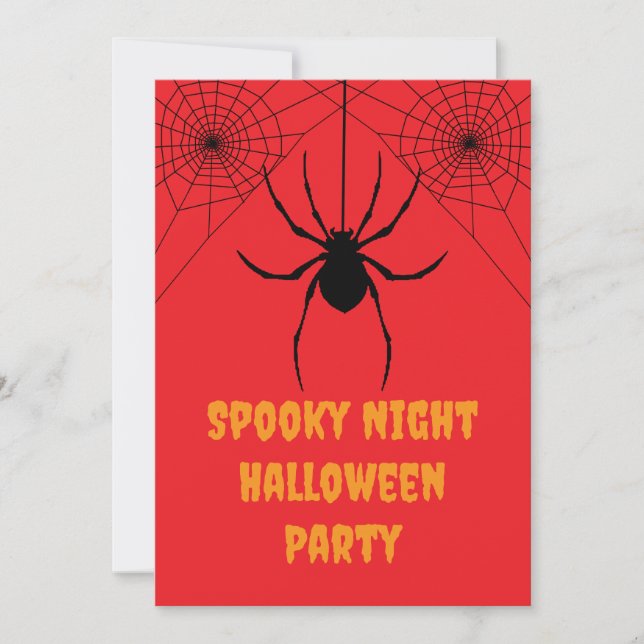 Röd spindel skum Halloween-fest inbjudan (Framsida)