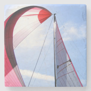 Röd Spinnaker med solen Underlägg Sten
