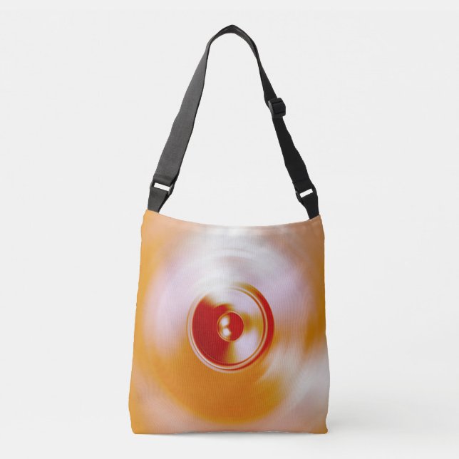 Röd spinnmusikhögtalare axelväska (Framsida)