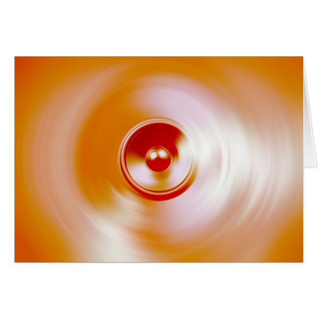 Röd spinnmusikhögtalare hälsningskort (Framsidan Horizontal)