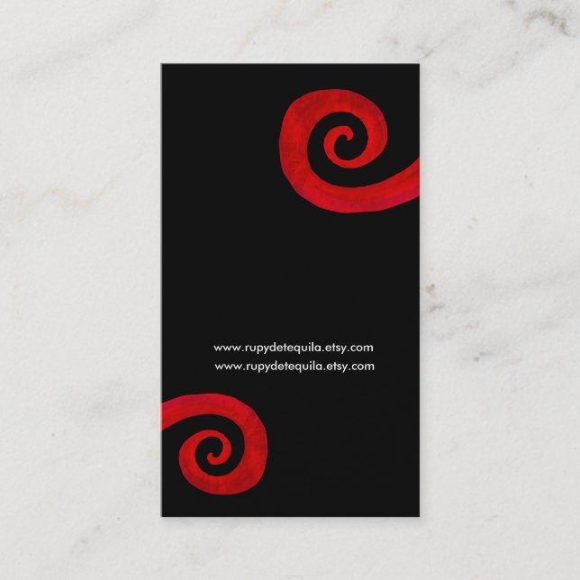 Röd spiral distressed handgjord visitkort (Framsida)
