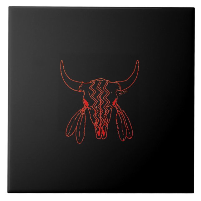 Röd spökdans Buffalo svart stor kakel (Framsidan)