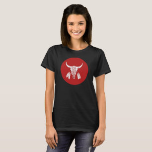 Röd spökdans Buffel cirkel kvinnor svart t-shirt