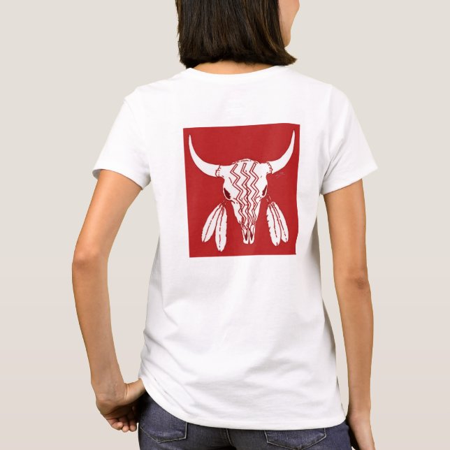 Röd spökdans Buffel kvinnor vit t-shirt baksida (Baksida)