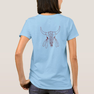 Röd spökdans Buffel linje kvinnor blå t-shirt bk