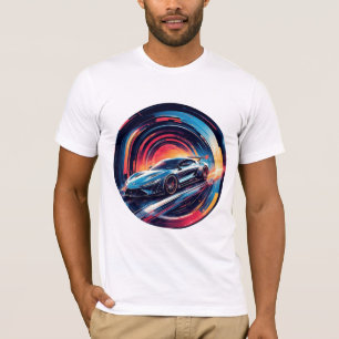 Röd sportbil i modern surrealistisk konstnärlig tu t shirt