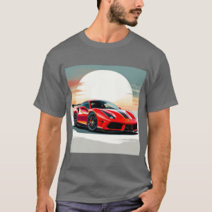 Röd sportbil Solnedgång Fart Rörelse Konst T Shirt