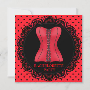 RÖD SPOT CORSET BACHELORETTE PARTY-INBJUDAN INBJUDNINGAR