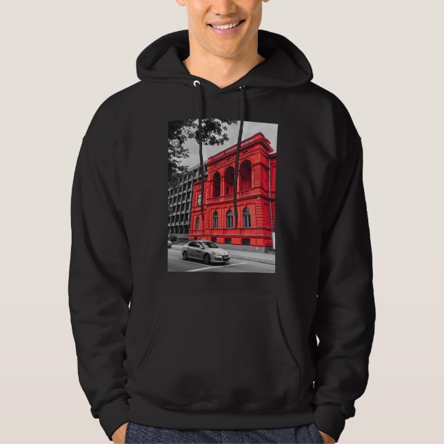 Röd stad byggnad minimalistisk fotografering hoodie (Framsida)