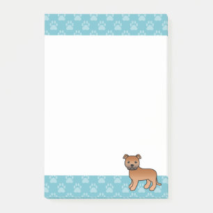 Röd Staffordshire Bull Terrier Hund Illustration Post-it Block
