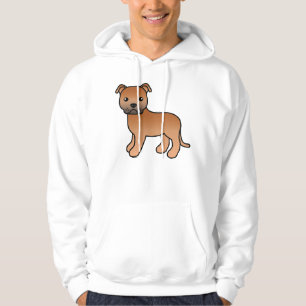 Röd Staffordshire Bull Terrier Tecknad Hund Hoodie