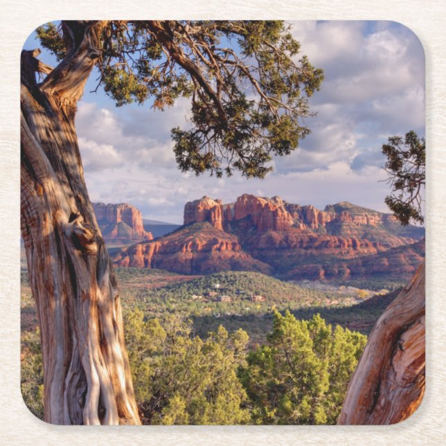 Röd sten | Sedona Arizona Underlägg Papper Kvadrat (Framsidan)