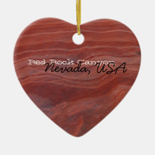 Röd stenlagrarstudie; Nevada souvenir Julgransprydnad Keramik