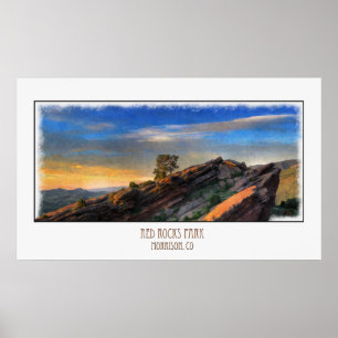 Röd stenoljemålning poster