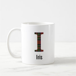 Röd Stewart-rutig monogram I-mugg Kaffemugg