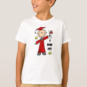Röd stick figurpojkestudent t-shirt