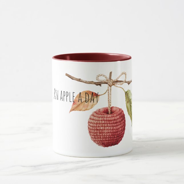 Röd stickad äpple dagligen mugg (Center)