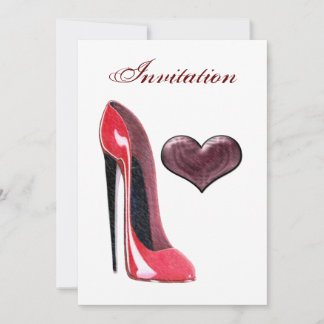 Röd Stiletto Shoe och hjärtinbjudan Inbjudningar