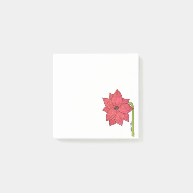 Röd Stjärna Blomma Blank Post-it Block (Framsida)