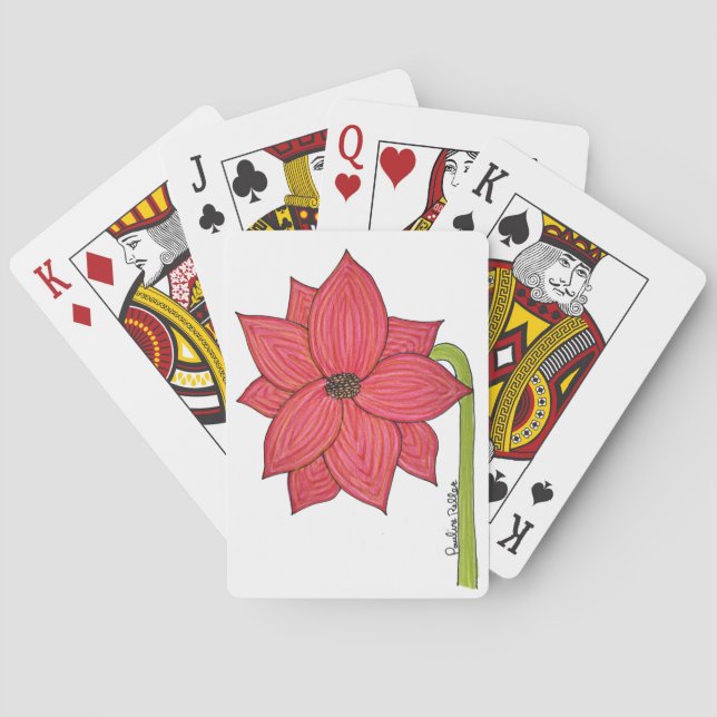 Röd Stjärna Blomma Casinokort (Baksidan)