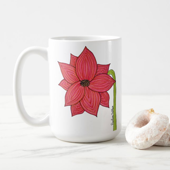 Röd Stjärna Blomma Kaffemugg (Med munk)