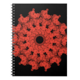 Röd stjärna-explosion i svart himmel anteckningsbok