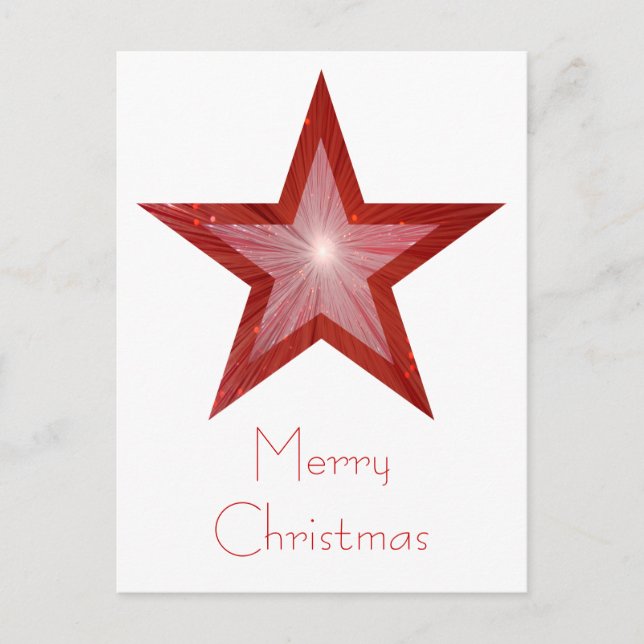 Röd stjärna, God jul postkort vit Helg Vykort (Framsida)