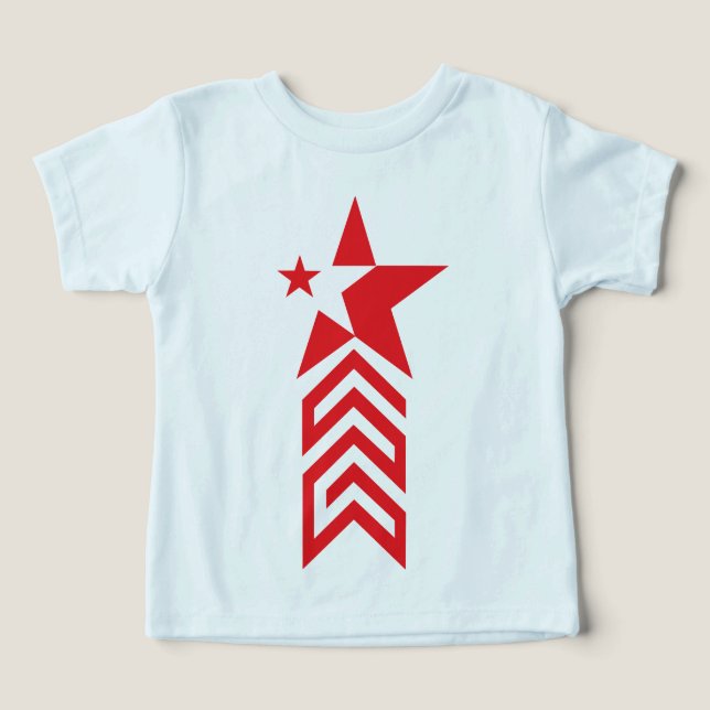 Röd stjärna med Chevron-pilar T Shirt (Design Framsida)