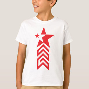 Röd stjärna med fjädrande pilar t shirt