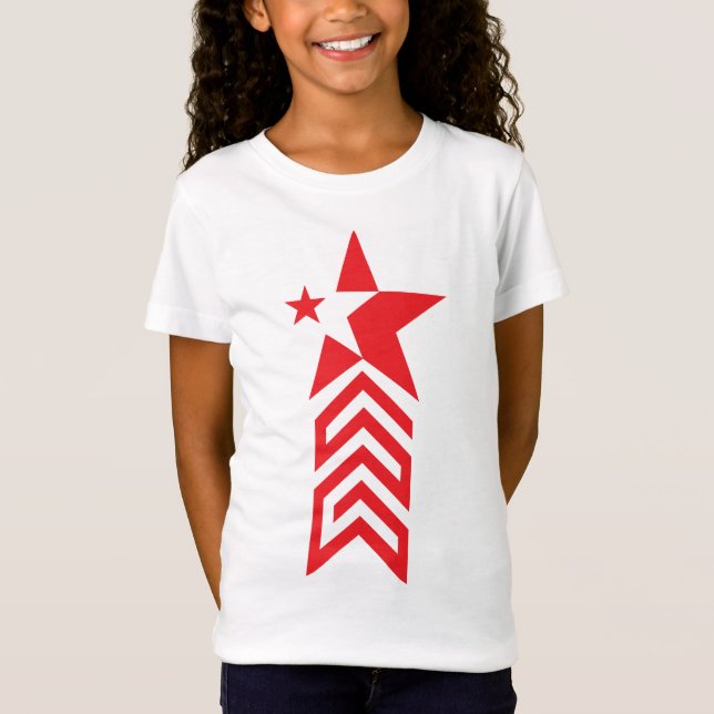 Röd stjärna med fjädrande pilar t shirt (Framsida)