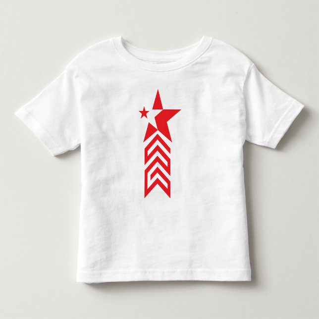 Röd stjärna med fjädrande pilar t shirt (Framsida)